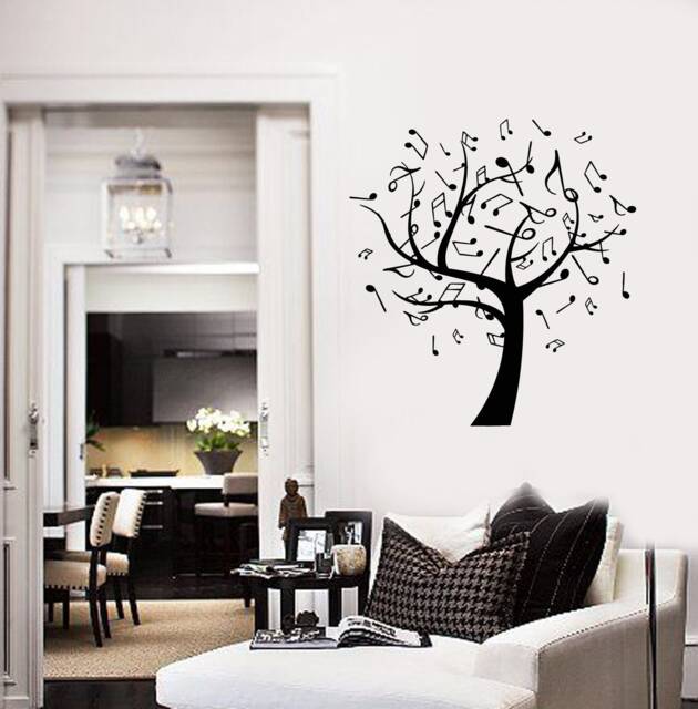Musical Tree Vinyl Wall Decal Music Notes Home Room Decor Stickers Mural - #2792Di - image 1