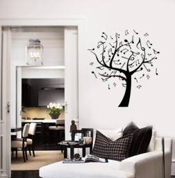 Musical Tree Vinyl Wall Decal Music Notes Home Room Decor Stickers Mural - #2792Di