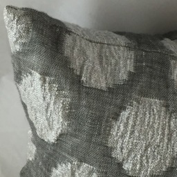 Grey Linen Lumbar Pillow Cover, Silver Lurex Spots, Pocket Weave - thumbnail 2