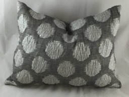 Grey Linen Lumbar Pillow Cover, Silver Lurex Spots, Pocket Weave