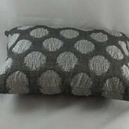 Grey Linen Lumbar Pillow Cover, Silver Lurex Spots, Pocket Weave - thumbnail 3