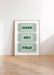 Framed Wall Art - Laundry Wash Dry Fold Ticket - Girly Green Rules Preppy - thumbnail 1
