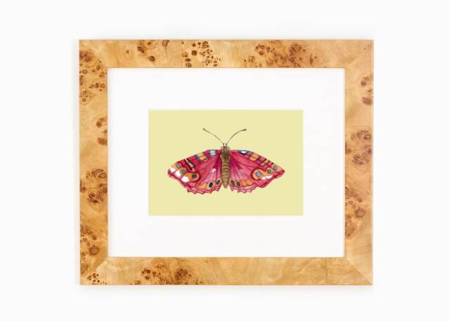 Physical Pink Butterfly Art Print Home Decor Digital Download Watercolor Nursery Office Feminine Girls Bedroom Blue Moth Butterfly Art - image 1