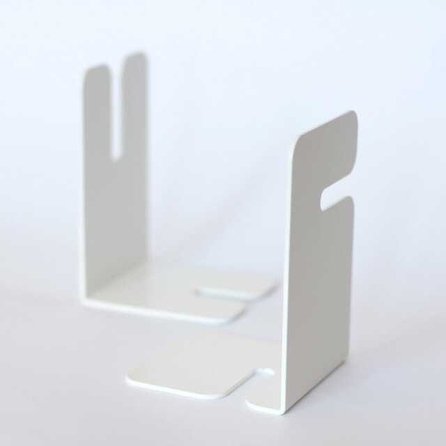White Metal Bookends, Set Of 2 Modern Book Holder, Minimalistic Ends, Small Stopper - image 1