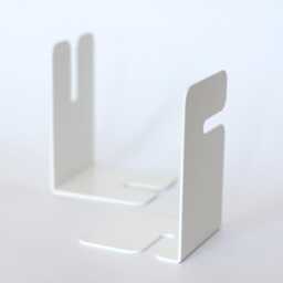 White Metal Bookends, Set Of 2 Modern Book Holder, Minimalistic Ends, Small Stopper - thumbnail 1