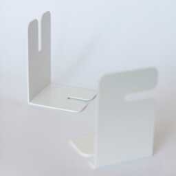 White Metal Bookends, Set Of 2 Modern Book Holder, Minimalistic Ends, Small Stopper - thumbnail 3