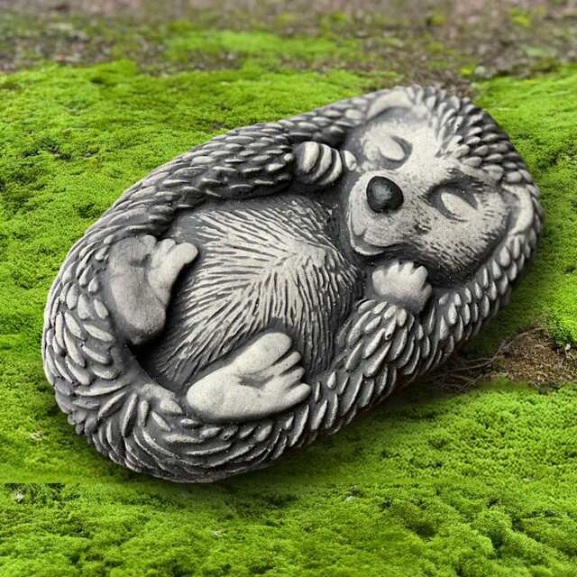 Relaxing Hedgehog Statue Outdoor Sleeping Decor Concrete Animal Sculpture Cement Woodland Art Wildlife Figurine Handmade - image 1