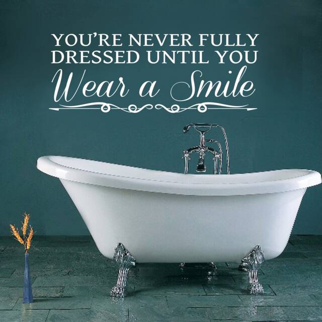 Smile Quote Bathroom Vinyl Wall Decal - Contemporary Sticker - image 1
