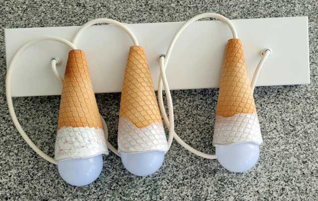 Handmade Ceramic Ice Cream Cone Lamp Triple Pendant Light - Duty Tax Free For Usa - image 1