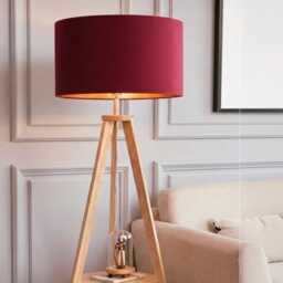 New Luxury Handmade Cranberry Red Velvet Upholstery Drum Lamp Shade Pendant Light With Metallic Panels Lining All Sizes - thumbnail 2