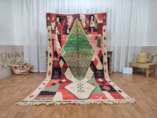 Artistic Wool Berber Rug, Handmade Moroccan Carpet - 5x9 Ft - image 1
