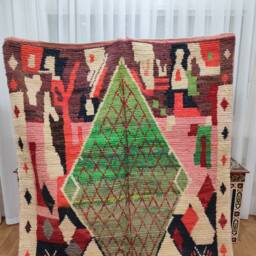 Artistic Wool Berber Rug, Handmade Moroccan Carpet - 5x9 Ft - thumbnail 2