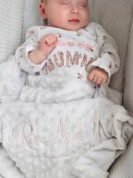 Personalised Embroidered Baby Blanket, Gift, Present For New Born Born Blanket - thumbnail 1