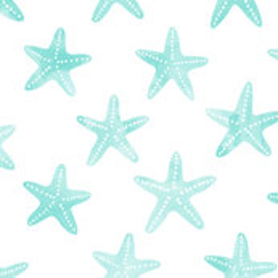 Organic Pastel Teal Starfish Nursery & Toddler Bedding, Crib Sheets, Changing Pad Cover, Beach, Surf, Cali, Palm, Palm Beach - image 1