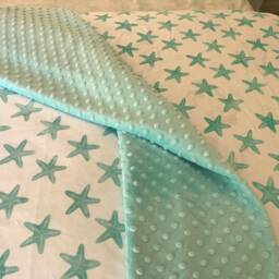 Organic Pastel Teal Starfish Nursery & Toddler Bedding, Crib Sheets, Changing Pad Cover, Beach, Surf, Cali, Palm, Palm Beach - thumbnail 3