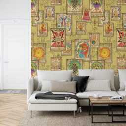 Vintage Tarot Card Wallpaper Mural, Esoteric Astrology Peel & Stick Wall Decal - thumbnail 2