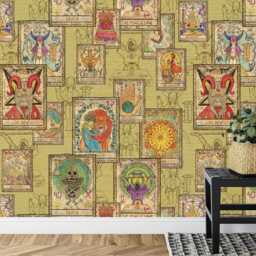 Vintage Tarot Card Wallpaper Mural, Esoteric Astrology Peel & Stick Wall Decal - thumbnail 3