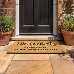 Personalized Engagement Gift Doormat - Custom Last Name Mat Funny Newlywed New Home Couples - thumbnail 2