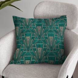 Large Art Deco Cushion, Pillow Cover, Green Velvet Single Or Double Sided Gatsby, 19 Inch Square - thumbnail 2