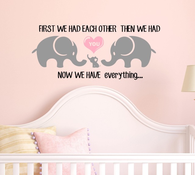 "Elephant Family Wall Decal, Baby Nursery Decor - 48""W X 20" - image 1