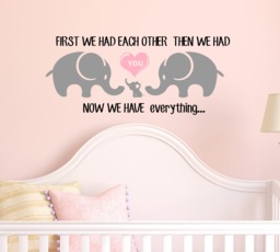 "Elephant Family Wall Decal, Baby Nursery Decor - 48""W X 20" - thumbnail 1