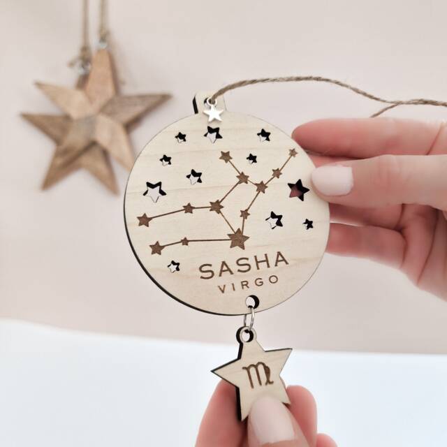 star Sign Gift For Virgo - Personalised Zodiac Decoration Christmas Ornament - image 1