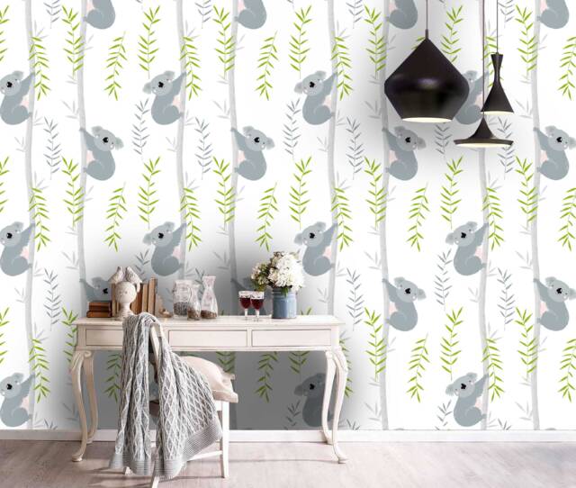 3D Koala Wallpaper, Branch Wall Mural, Peel & Stick Kids Art - image 1