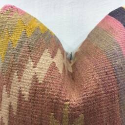 Handwoven Kilim Pillow Cover, Turkish Rustic Decor - 16x16 - thumbnail 2