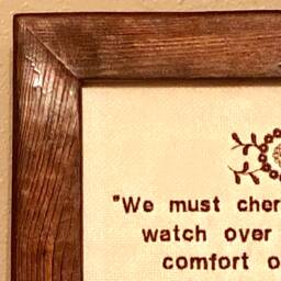 Love Couple Wedding Family Cherish Wall Hanging, Embroidered Screen, Is Spoken Here, Charred Pinewood, Brown Yellow, Unique Decor Gift - thumbnail 4