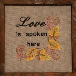 Love Couple Wedding Family Cherish Wall Hanging, Embroidered Screen, Is Spoken Here, Charred Pinewood, Brown Yellow, Unique Decor Gift - thumbnail 2