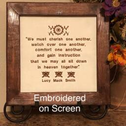 Love Couple Wedding Family Cherish Wall Hanging, Embroidered Screen, Is Spoken Here, Charred Pinewood, Brown Yellow, Unique Decor Gift - thumbnail 3