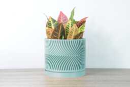 "Parisian Planter With Drainage & Saucer in Teal, Unique 3D-Printed Plant Pot, Small To Large Sizes, 4"" 5"" 6"" 7"" 8"