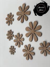 Wooden Daisy Wall Decor - Nursery & Kids' Boho Flower Art, 12-Piece Set - Small Large, Neutral Oak Finish - thumbnail 1