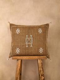 Summer Clearance Sale Luxury Vintage Cactus Silk Cushion, Chocolate Brown, Sabra Grade 1