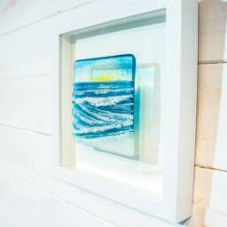 Fused Glass Art Wall Decor, Framed Wall Art, Wave in A Box D2 25x25cm(10 - thumbnail 2