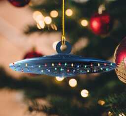 Ufo With Led Light Personalized Ornament, Tree Hanging Decor, Christmas Flat 2D Ornament Acrylic/Wooden - thumbnail 1