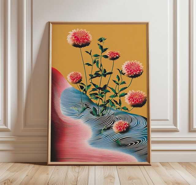 Modern Floral Abstract Poster, Vibrant Dahlia Flower Wall Art Print, Bold Contemporary Botanical Decor For Living Room Or Bedroom - image 1