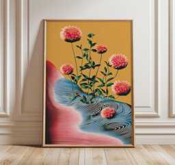 Modern Floral Abstract Poster, Vibrant Dahlia Flower Wall Art Print, Bold Contemporary Botanical Decor For Living Room Or Bedroom - thumbnail 1