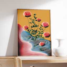 Modern Floral Abstract Poster, Vibrant Dahlia Flower Wall Art Print, Bold Contemporary Botanical Decor For Living Room Or Bedroom - thumbnail 2