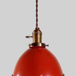 Pendant Light With Dome Shaped Lamp Shade - Red Enamel Vintage Industrial Hanging Ceiling Chandelier - thumbnail 2