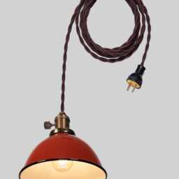 Pendant Light With Dome Shaped Lamp Shade - Red Enamel Vintage Industrial Hanging Ceiling Chandelier - thumbnail 3