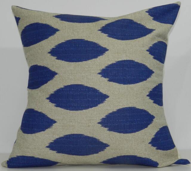 New 18x18 Inch Designer Handmade Pillow Case in Peacock & Taupe Ikat