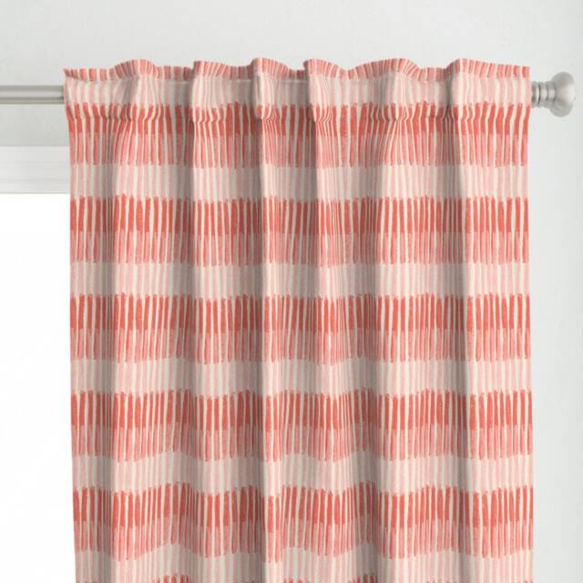 Coral Stripes Curtain Panel - Painterly Blush & Modern Feminine Custom By Juliaschumacher - image 1