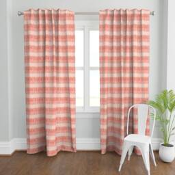 Coral Stripes Curtain Panel - Painterly Blush & Modern Feminine Custom By Juliaschumacher - thumbnail 2