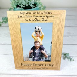 Personalised Wooden Photo Frame Gift For Step-Dad, Father's Day Gift. Step-Dad Or Grandad. Customised With Name & Message - thumbnail 2
