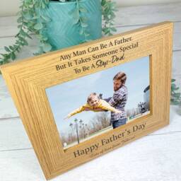 Personalised Wooden Photo Frame Gift For Step-Dad, Father's Day Gift. Step-Dad Or Grandad. Customised With Name & Message - thumbnail 3