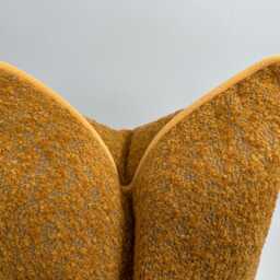 Orange Boucle Pillow Cover With Yellow Chenille Piping, Boho Wool Cushion - thumbnail 2