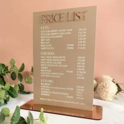 Custom Acrylic Salon Price List Sign Engraved Small Business Decor - thumbnail 1