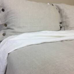Chevron Linen Duvet Cover With Wooden Buttons - thumbnail 4