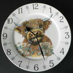 Highland Cow Wall Clock. Large Ceramic Clock Cute Highland Design